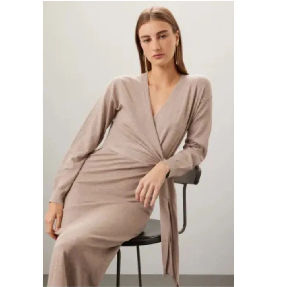 Modern Citizen Lenese Midi Sweater Dress Tie Waist Long Sleeve - Picture 2 of 12